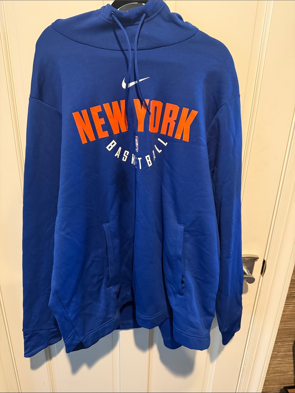 Nike Royal Blue New York Knicks Basketball Hoodie with Orange Logo